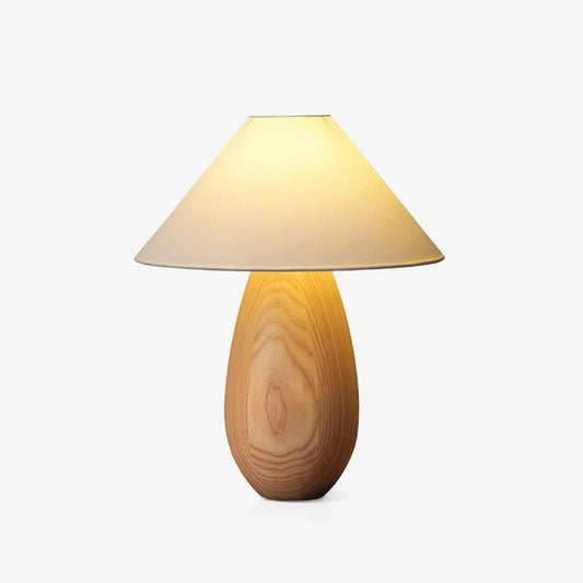 Rustic Wood Table Lamp with Soft Fabric Shade
