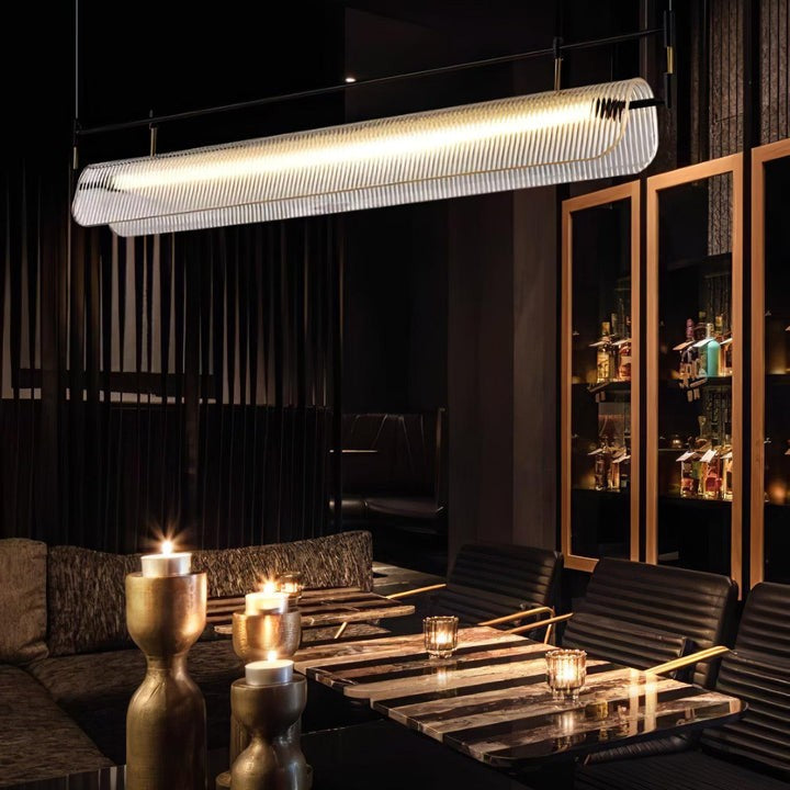 Sleek LED Linear Strip Chandelier