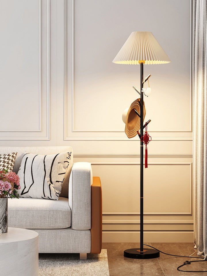 Slim Metal and Marble Base Floor Lamp