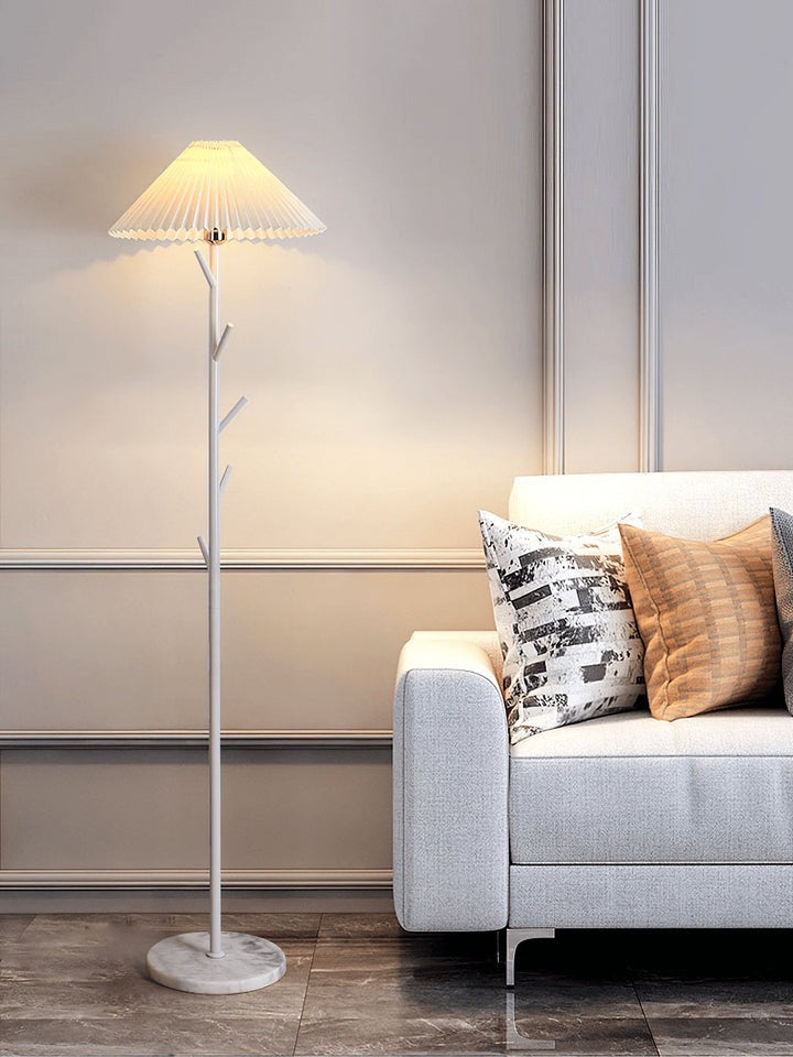 Slim Metal and Marble Base Floor Lamp