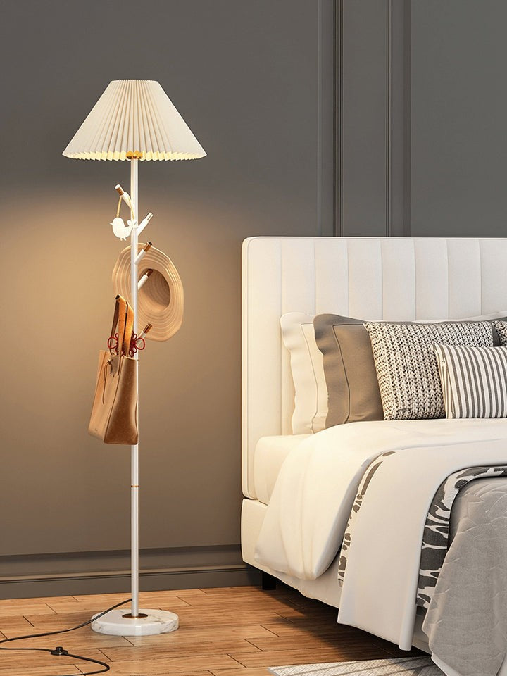 Slim Metal and Marble Base Floor Lamp