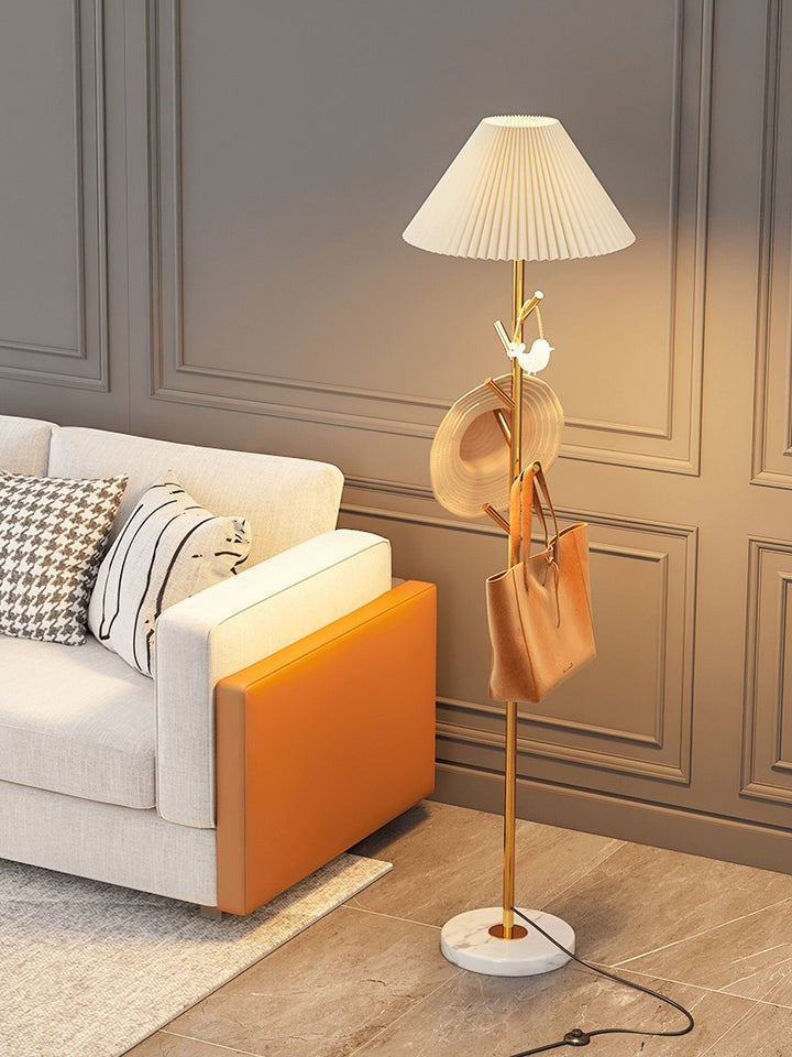 Slim Metal and Marble Base Floor Lamp