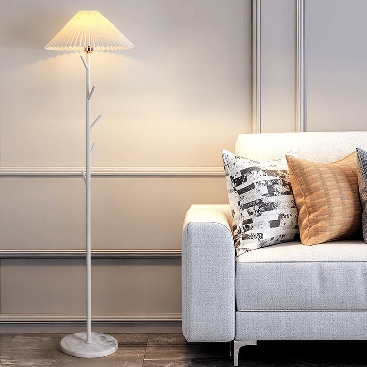 Slim Metal and Marble Base Floor Lamp