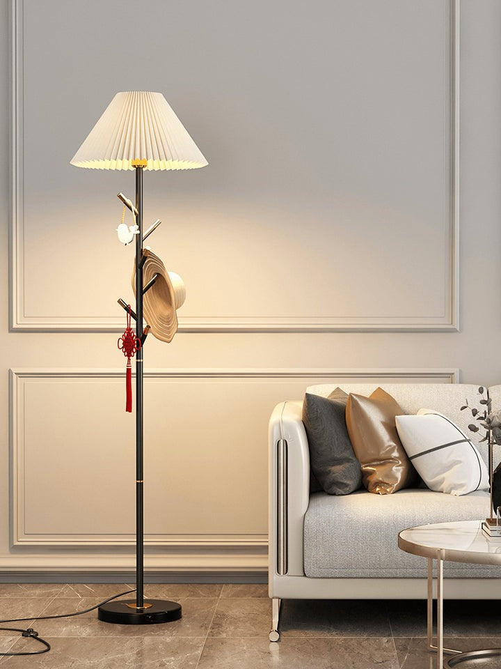 Slim Metal and Marble Base Floor Lamp