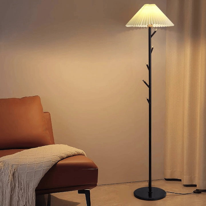 Slim Metal and Marble Base Floor Lamp