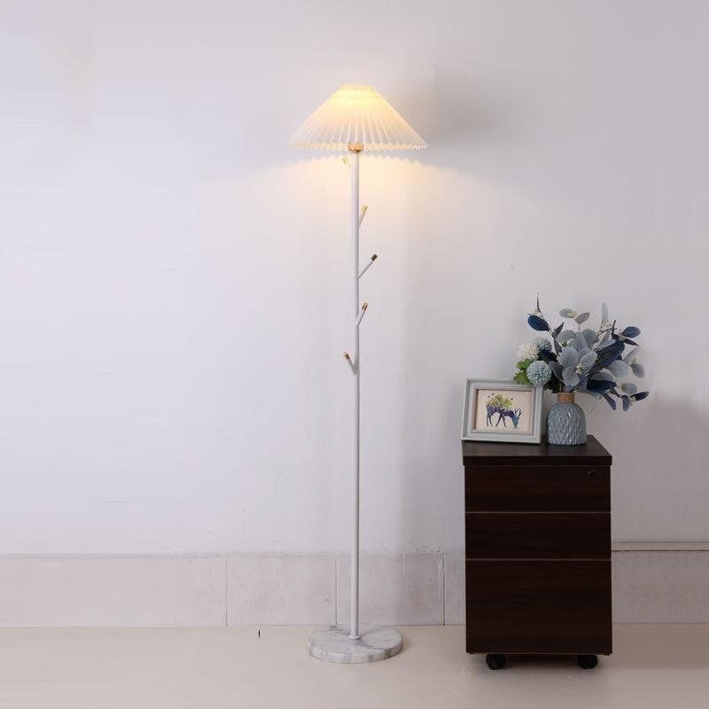 Slim Metal and Marble Base Floor Lamp