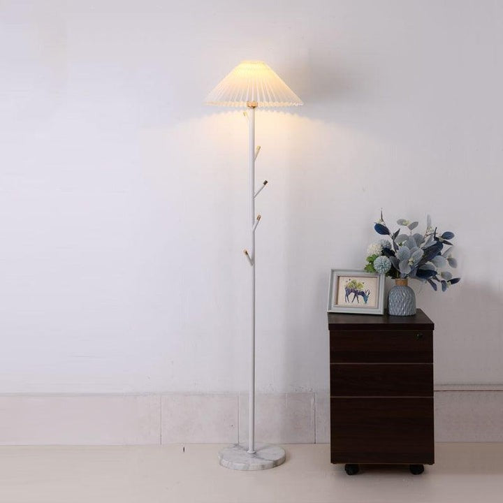 Slim Metal and Marble Base Floor Lamp