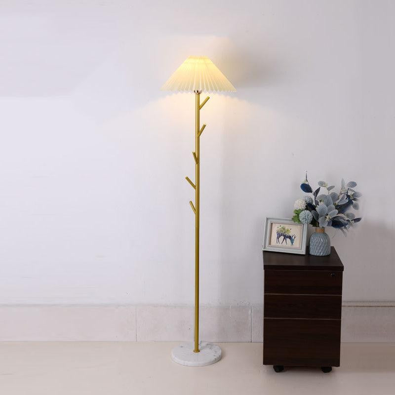 Slim Metal and Marble Base Floor Lamp