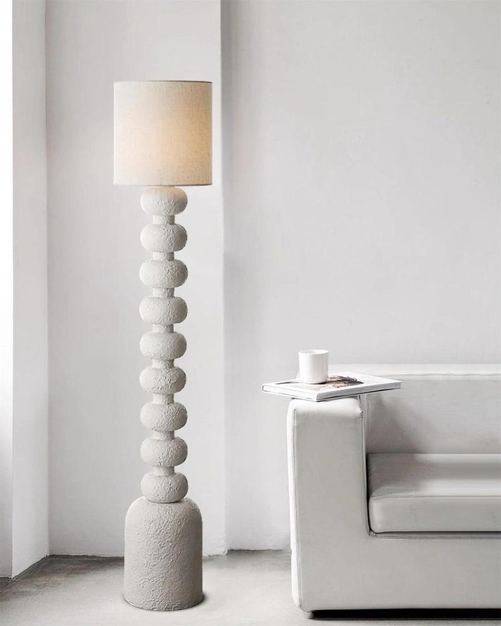 Speckled Bubble Base Floor Lamp with White Drum Shade