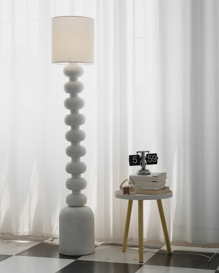 Speckled Bubble Base Floor Lamp with White Drum Shade