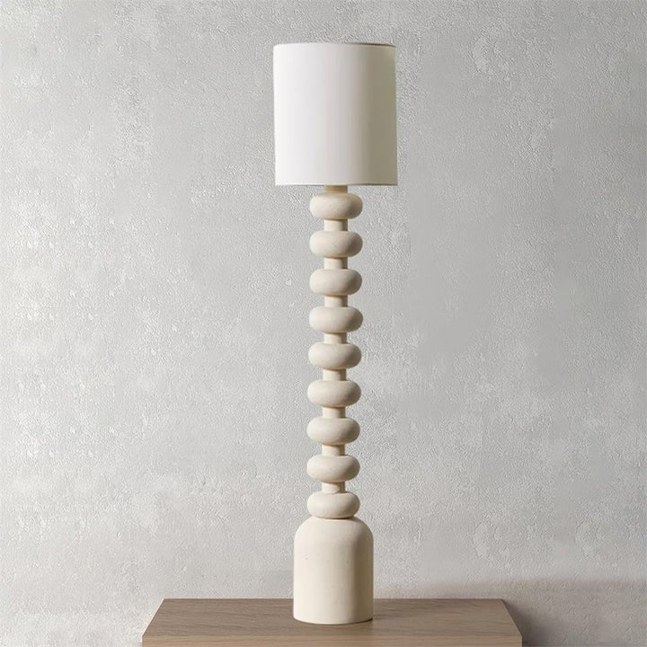Speckled Bubble Base Floor Lamp with White Drum Shade
