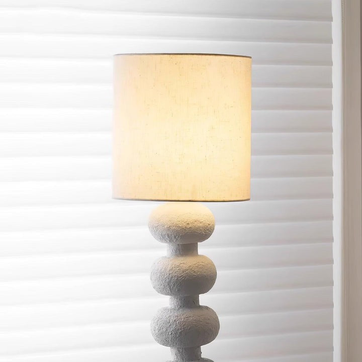Speckled Bubble Base Floor Lamp with White Drum Shade