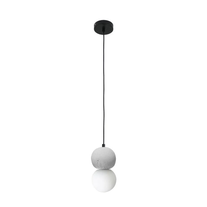 Spherical Volcanic Rock Pendant Light with Opal Glass Diffuser