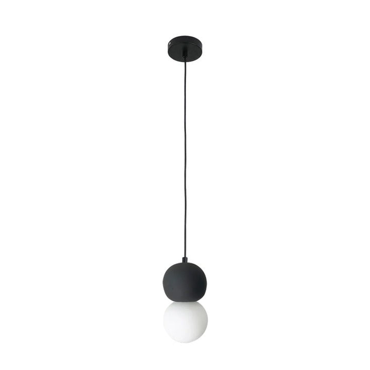 Spherical Volcanic Rock Pendant Light with Opal Glass Diffuser