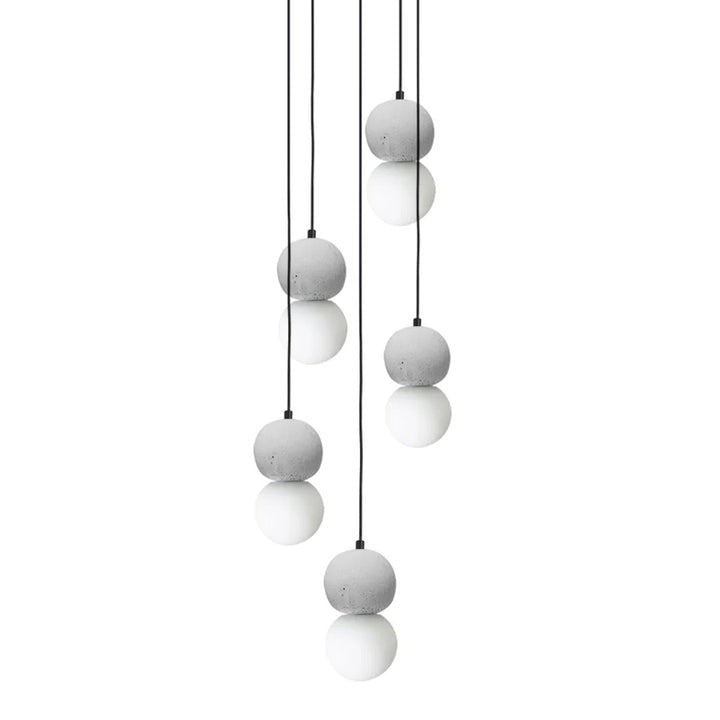 Spherical Volcanic Rock Pendant Light with Opal Glass Diffuser