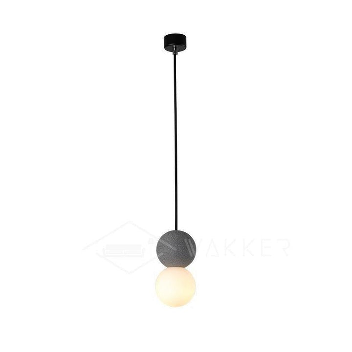 Spherical Volcanic Rock Pendant Light with Opal Glass Diffuser