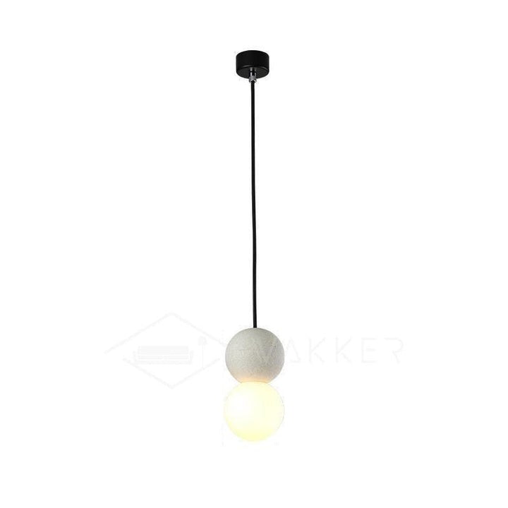 Spherical Volcanic Rock Pendant Light with Opal Glass Diffuser