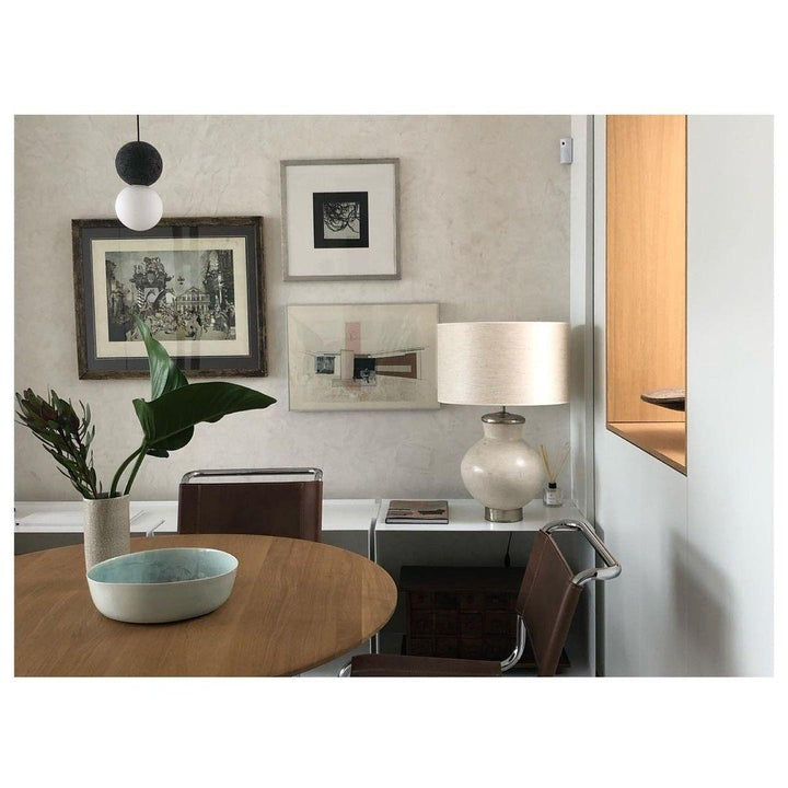 Spherical Volcanic Rock Pendant Light with Opal Glass Diffuser