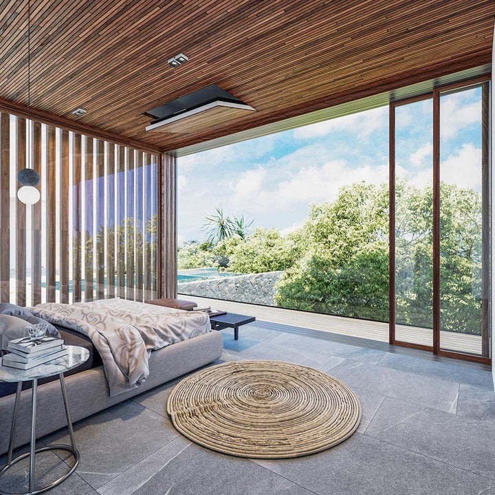 Spherical Volcanic Rock Pendant Light with Opal Glass Diffuser