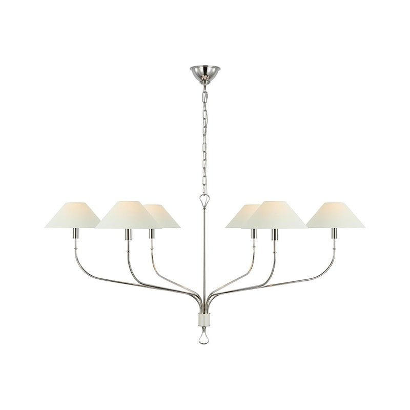 Staggered Tail 6-Light Brass & Fabric Chandelier