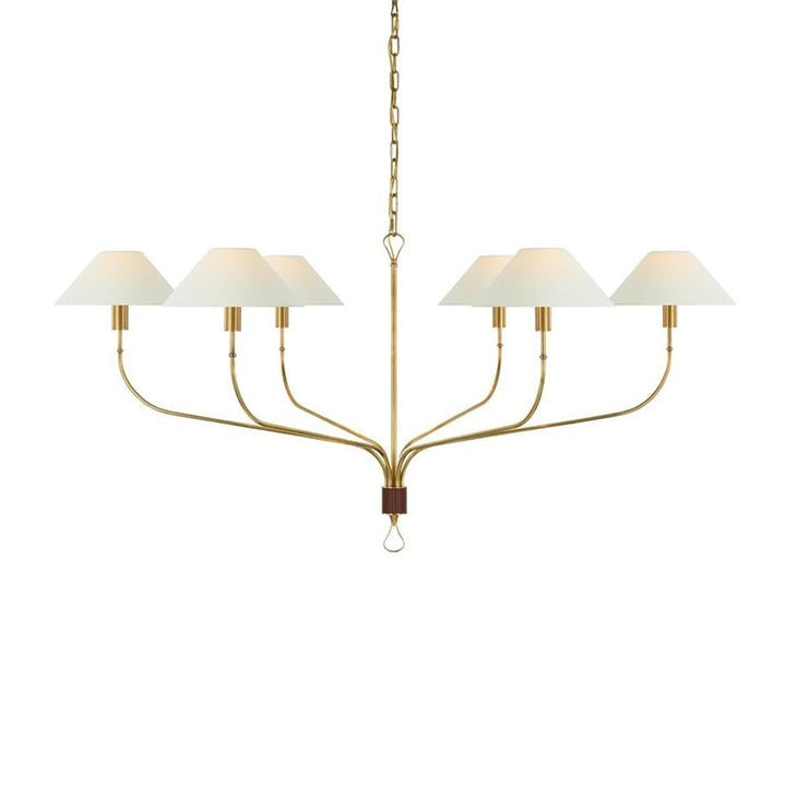 Staggered Tail 6-Light Brass & Fabric Chandelier