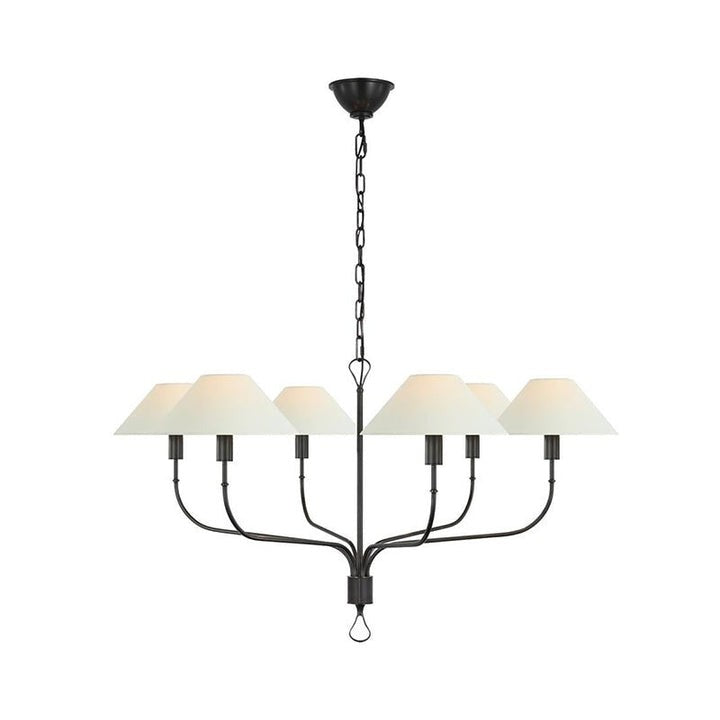 Staggered Tail 6-Light Brass & Fabric Chandelier