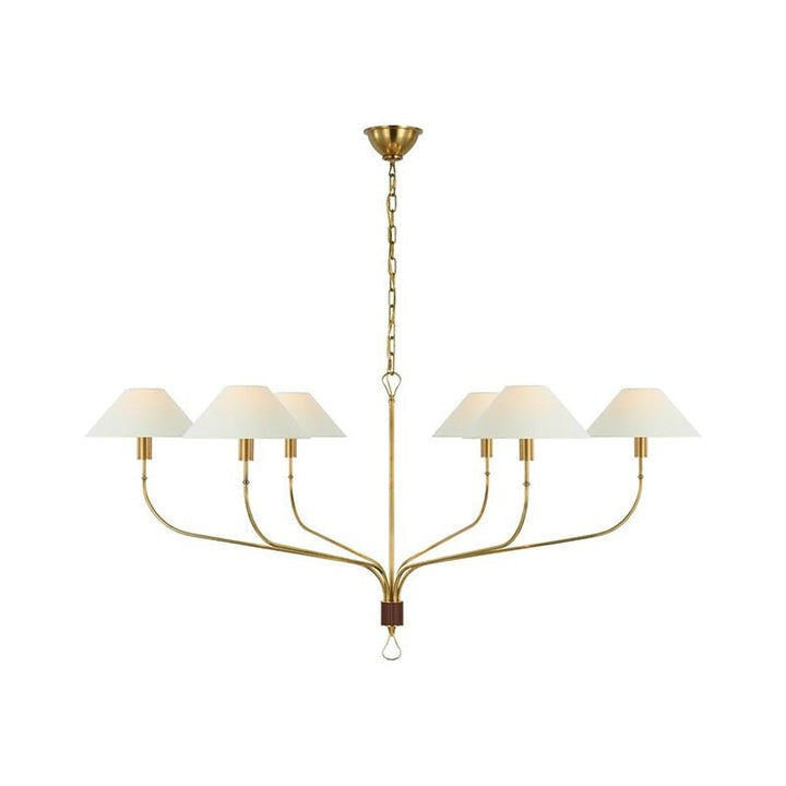 Staggered Tail 6-Light Brass & Fabric Chandelier