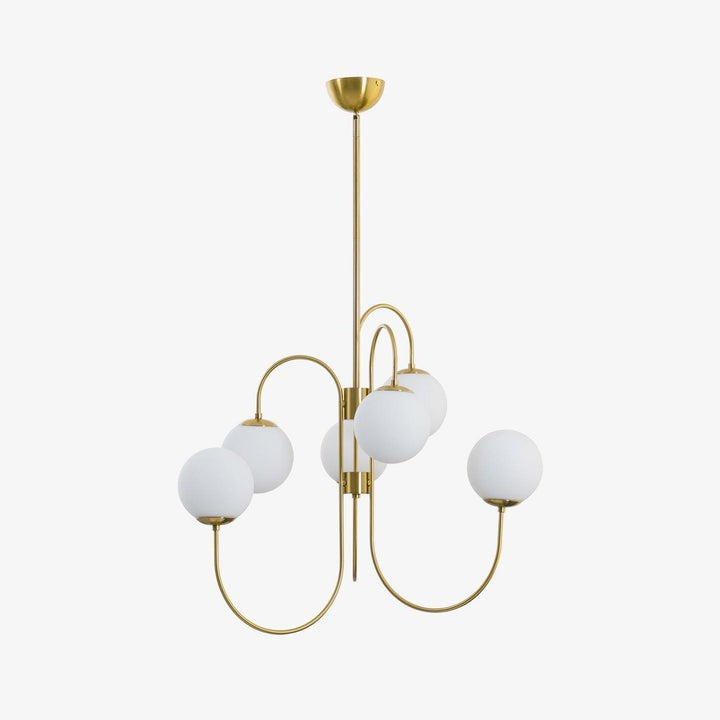 Swan-Neck Metal & Glass Globe Chandelier