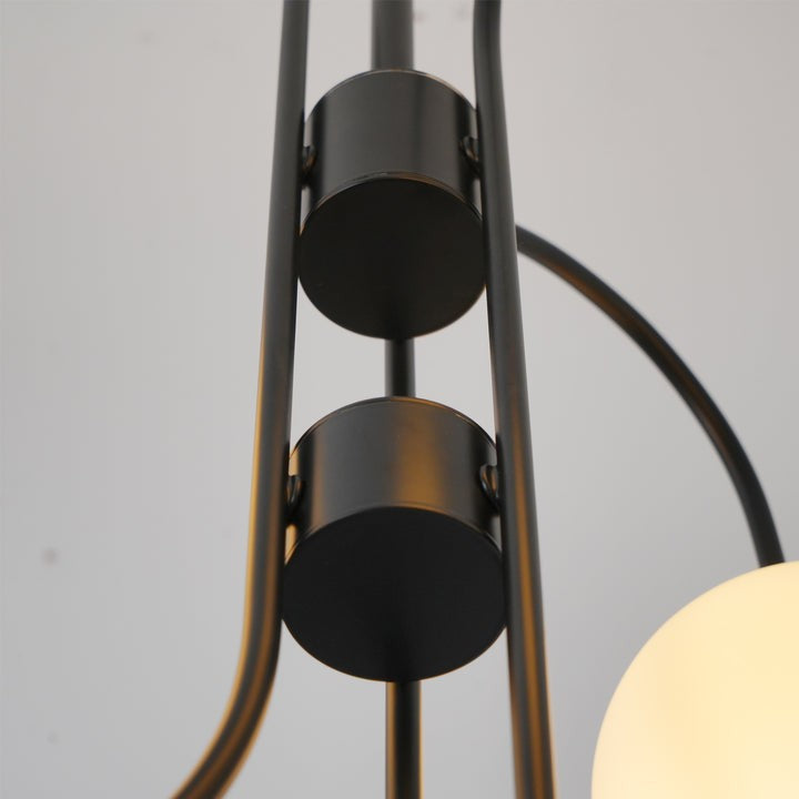 Swan-Neck Metal & Glass Globe Chandelier