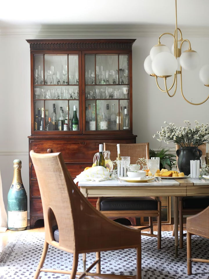 Swan-Neck Metal & Glass Globe Chandelier