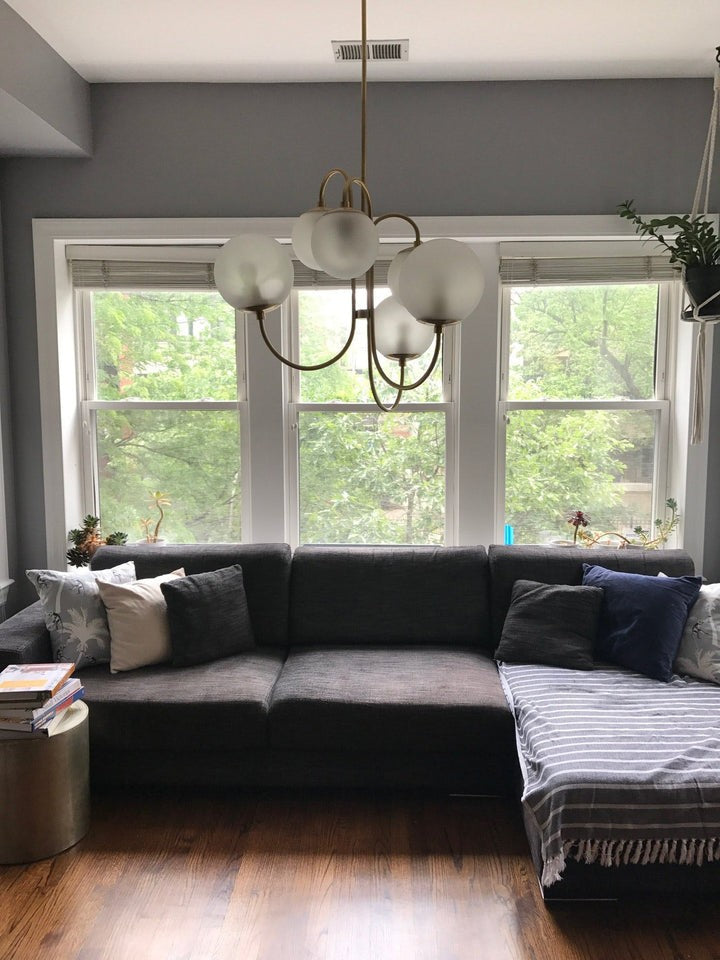 Swan-Neck Metal & Glass Globe Chandelier