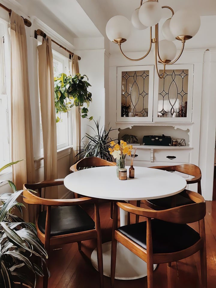 Swan-Neck Metal & Glass Globe Chandelier