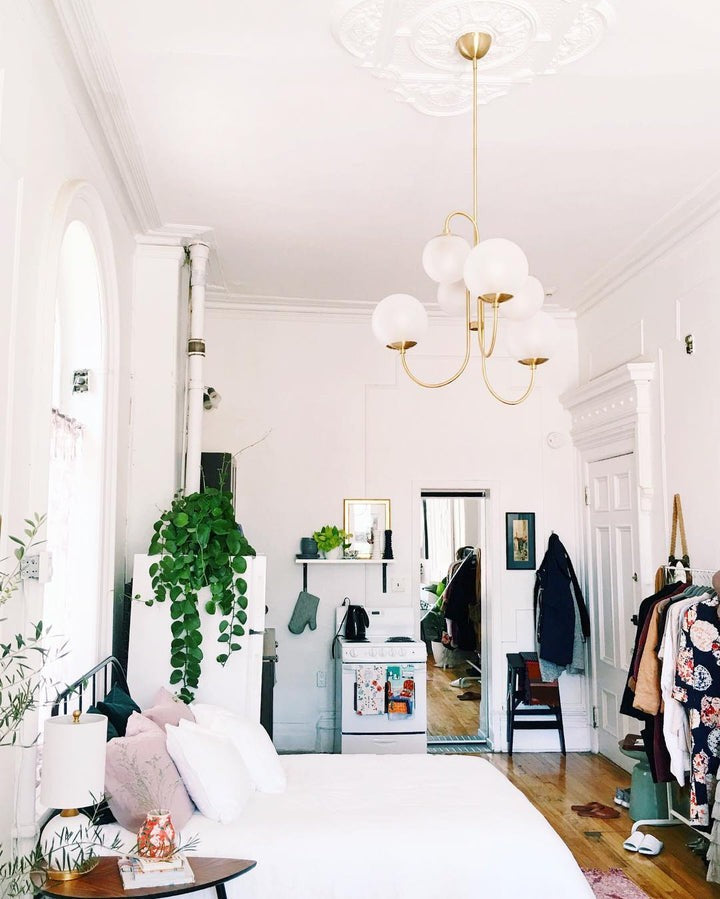 Swan-Neck Metal & Glass Globe Chandelier