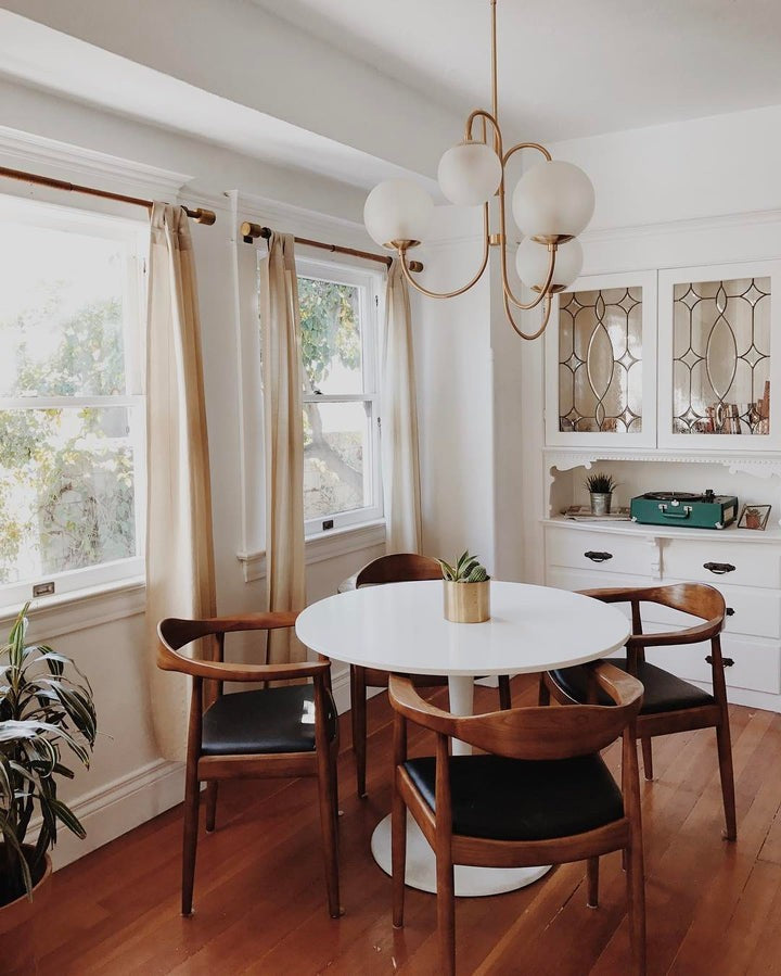 Swan-Neck Metal & Glass Globe Chandelier