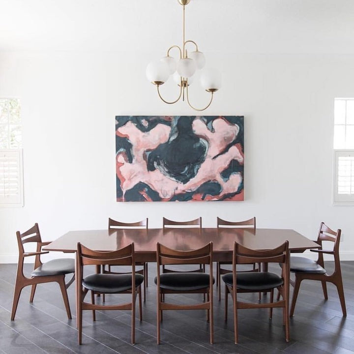 Swan-Neck Metal & Glass Globe Chandelier