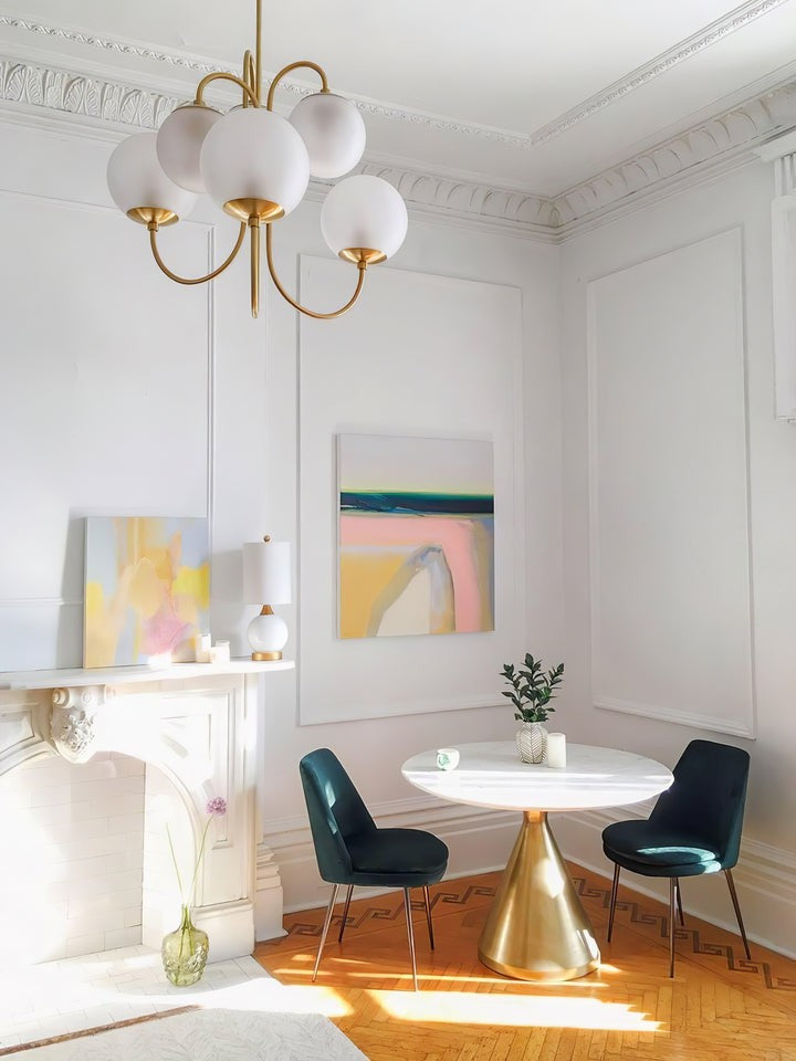 Swan-Neck Metal & Glass Globe Chandelier