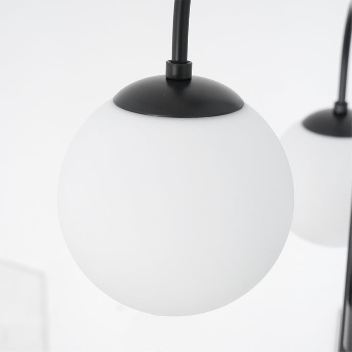 Swan-Neck Metal & Glass Globe Chandelier