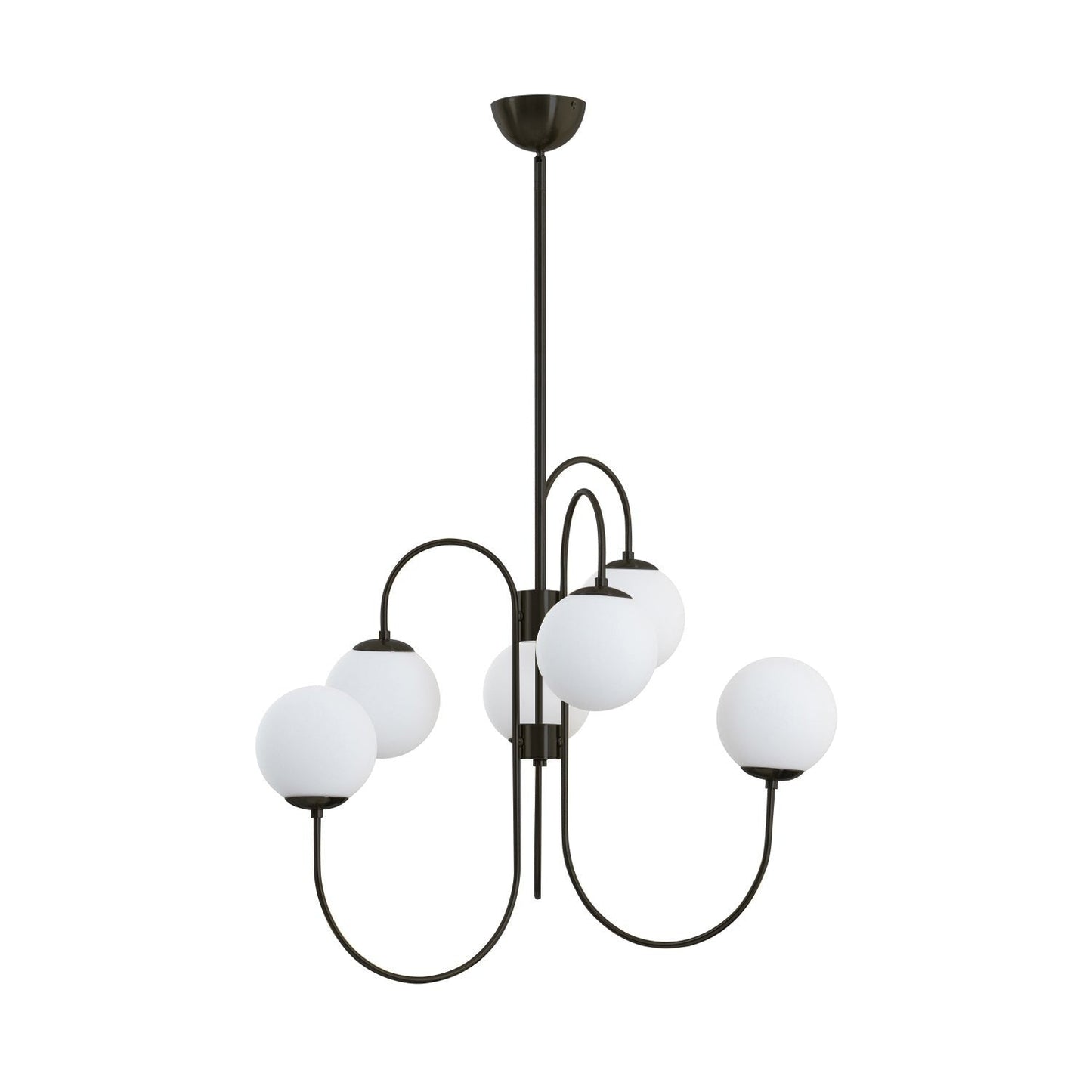 Swan-Neck Metal & Glass Globe Chandelier