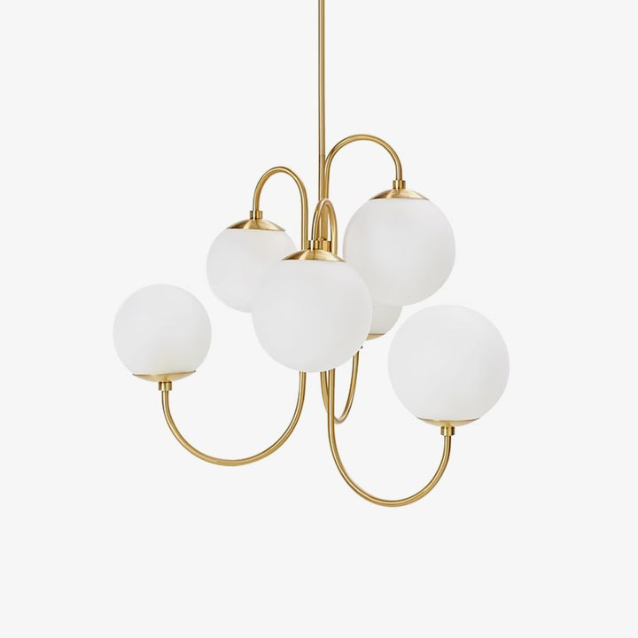 Swan-Neck Metal & Glass Globe Chandelier
