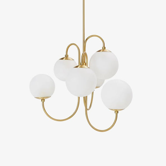 Swan-Neck Metal & Glass Globe Chandelier