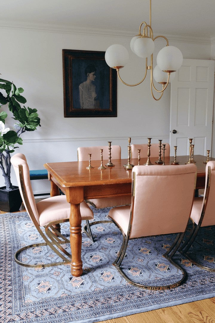 Swan-Neck Metal & Glass Globe Chandelier