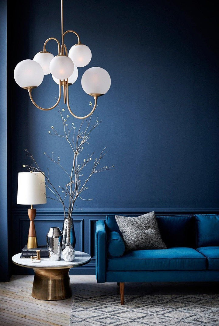 Swan-Neck Metal & Glass Globe Chandelier