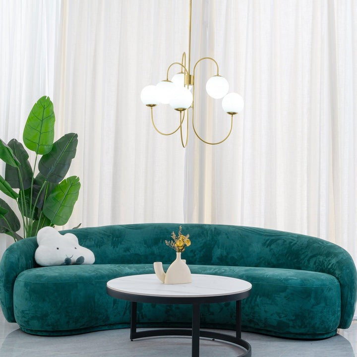 Swan-Neck Metal & Glass Globe Chandelier