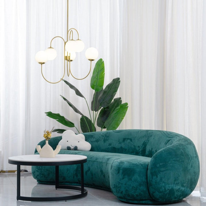 Swan-Neck Metal & Glass Globe Chandelier