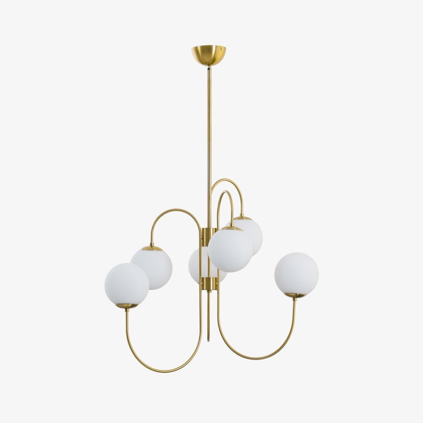 Swan-Neck Metal & Glass Globe Chandelier