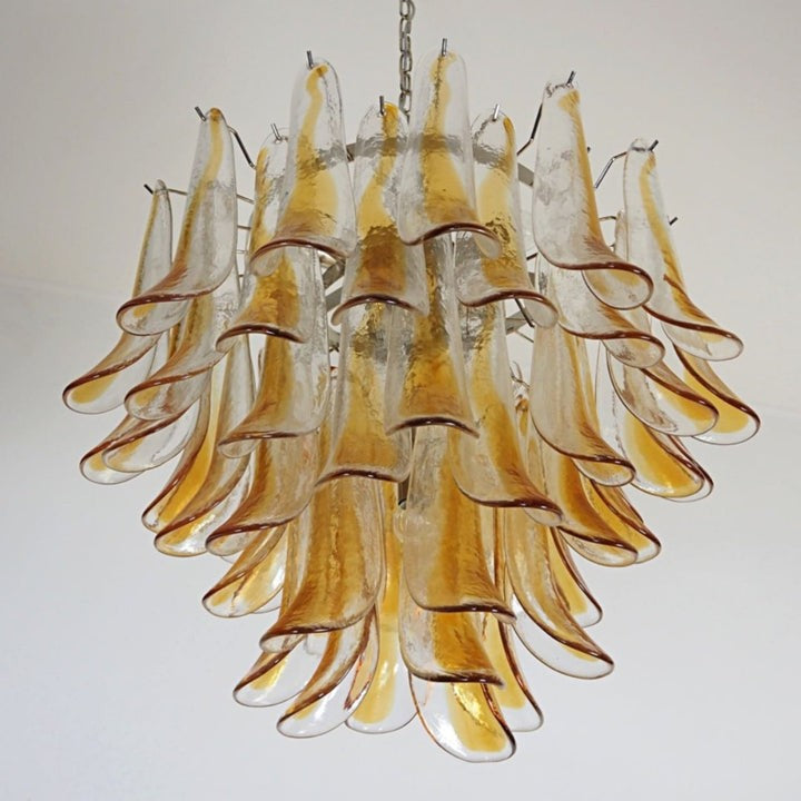 Tiered Handblown Murano Glass Chandelier – Mid-Century Inspired Ceiling Light