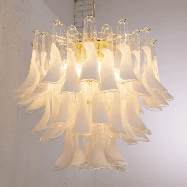 Tiered Handblown Murano Glass Chandelier – Mid-Century Inspired Ceiling Light