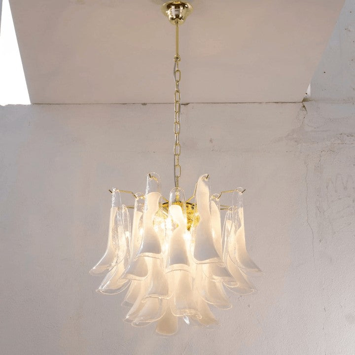 Tiered Handblown Murano Glass Chandelier – Mid-Century Inspired Ceiling Light