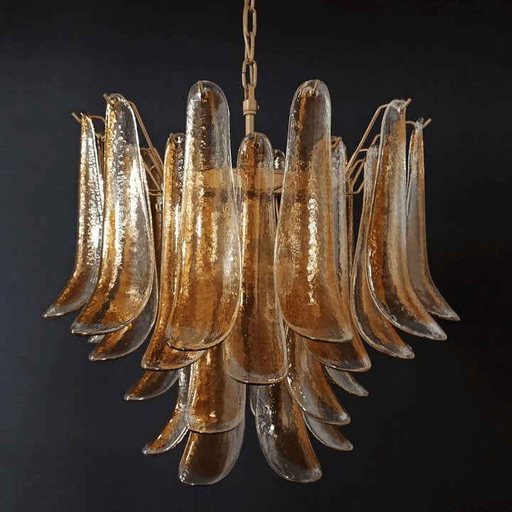 Tiered Handblown Murano Glass Chandelier – Mid-Century Inspired Ceiling Light