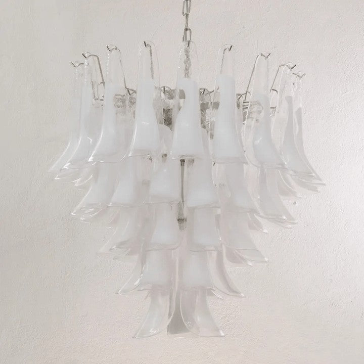 Tiered Handblown Murano Glass Chandelier – Mid-Century Inspired Ceiling Light